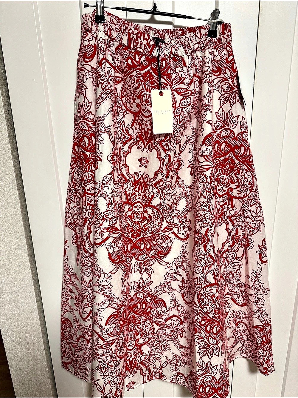Ted Baker Floral Maxi Skirt in Red & White
